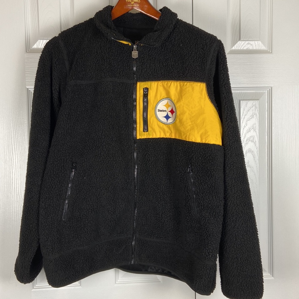 NFL Pro Line Pittsburg Steelers Sherpa fleece full zip sweat shirt mens L